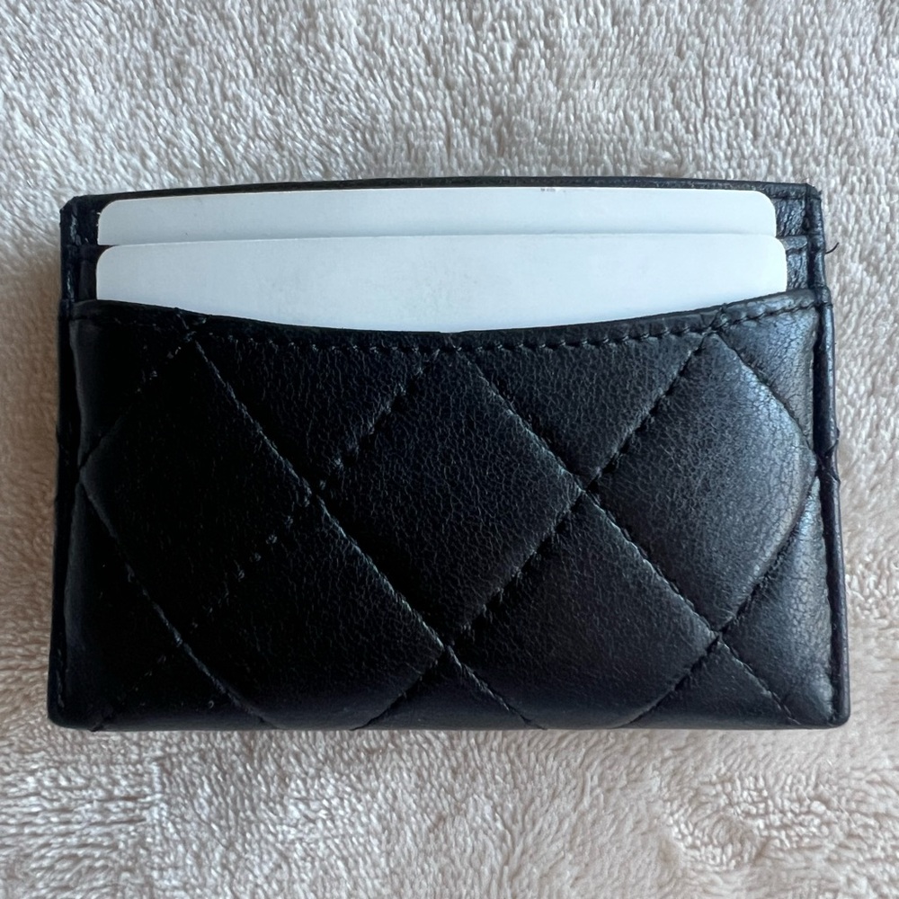 Rare Chanel Black/Aged Ruthenium Silver Lambskin Reissue Card Holder Wallet - Picture 4 of 11